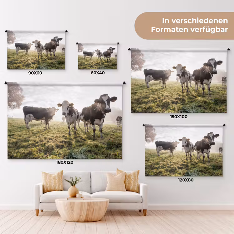 Koeien - Licht - Gras - Dieren Wandkleed katoen klein -tsfeer8_DE