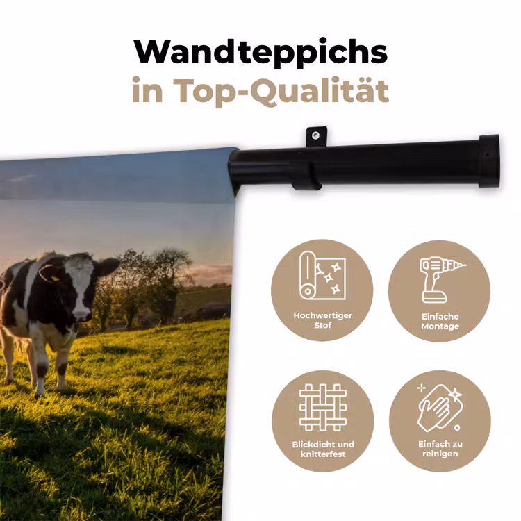 Koeien - Zon - Gras - Dieren - Boerderij Wandkleed katoen klein -tsfeer2_DE