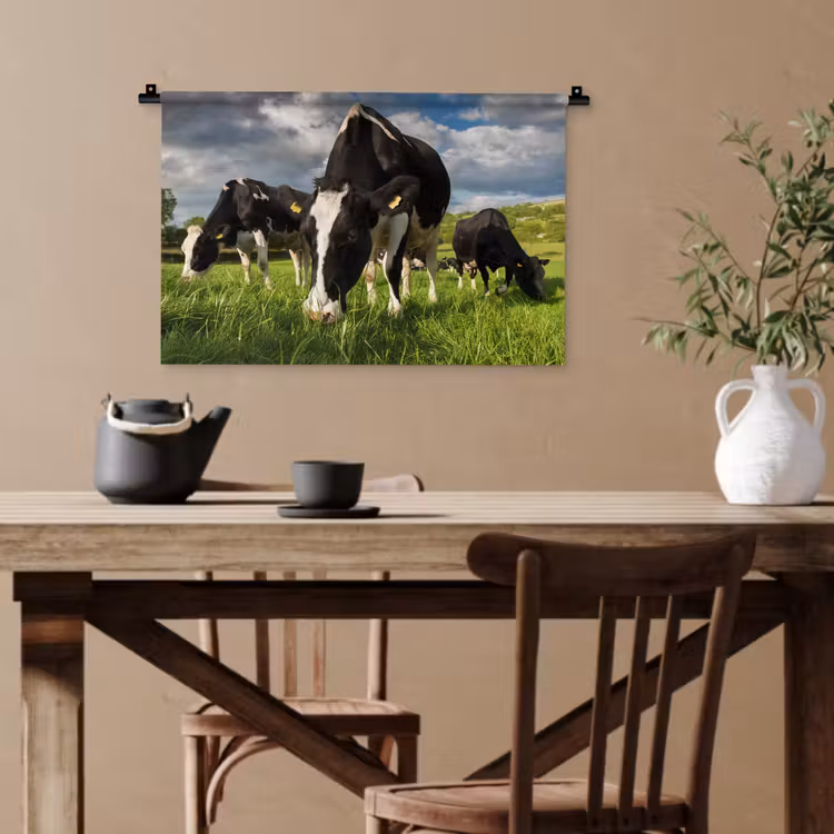 Koeien - Dieren - Gras - Weiland - Boerderij Wandkleed katoen klein -sfeer6