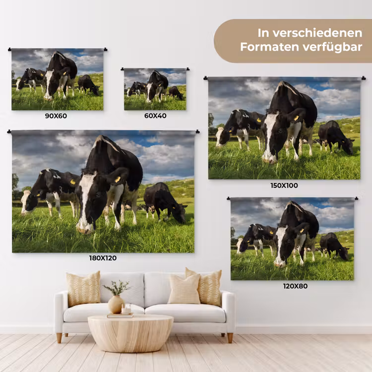 Koeien - Dieren - Gras - Weiland - Boerderij Wandkleed katoen klein -tsfeer8_DE