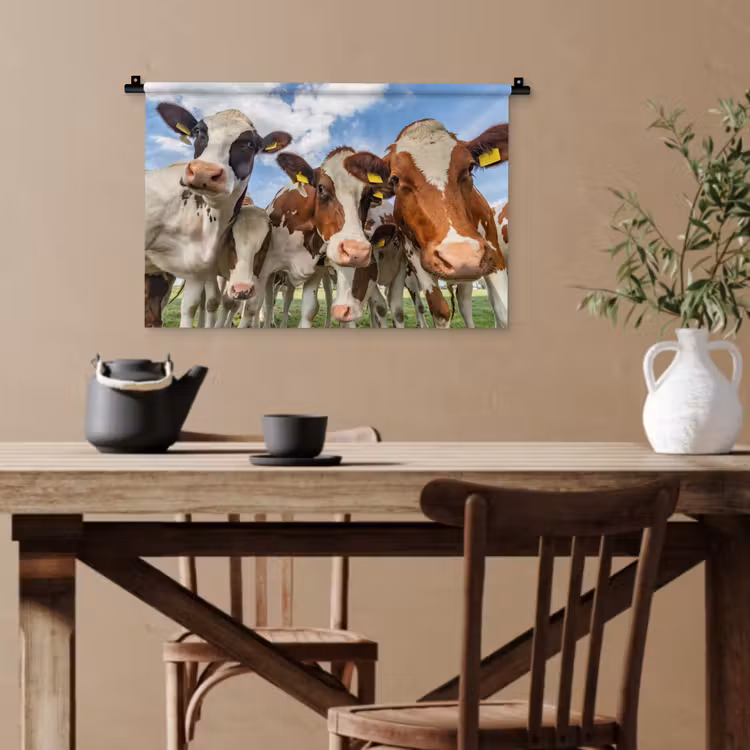 Koeien - Dieren - Weiland - Natuur Wandkleed katoen klein -sfeer6