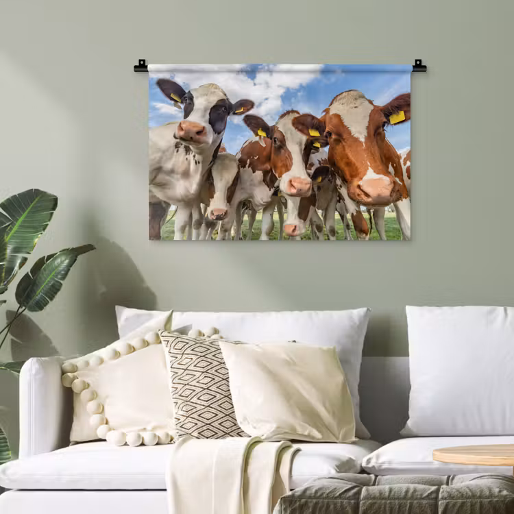 Koeien - Dieren - Weiland - Natuur Wandkleed katoen klein -sfeer7
