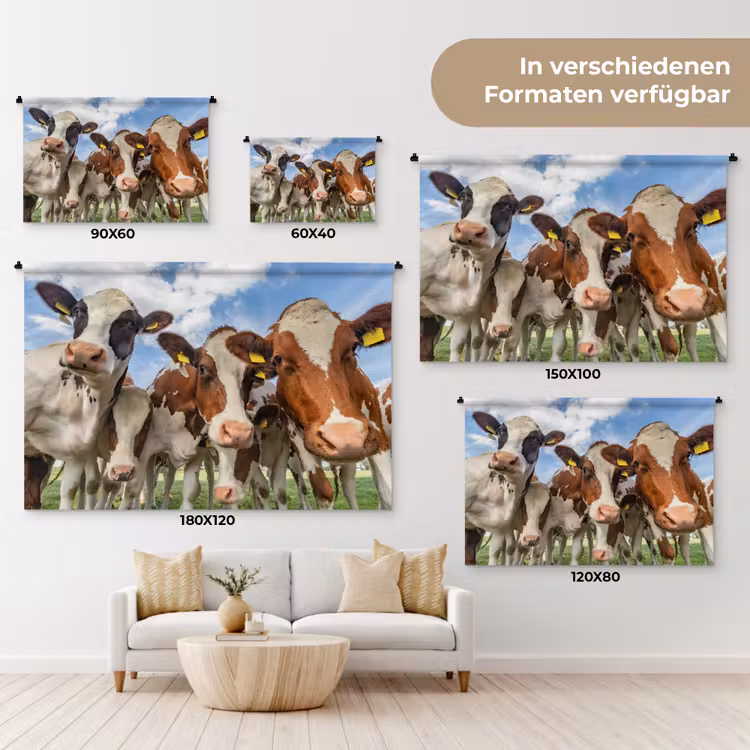 Koeien - Dieren - Weiland - Natuur Wandkleed katoen klein -tsfeer8_DE