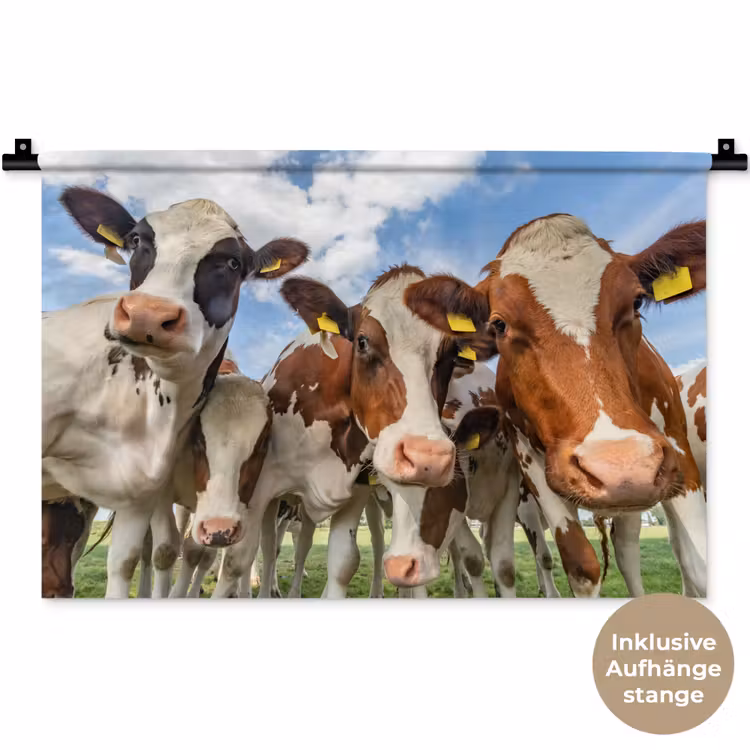 Koeien - Dieren - Weiland - Natuur Wandkleed katoen klein -t3d_DE