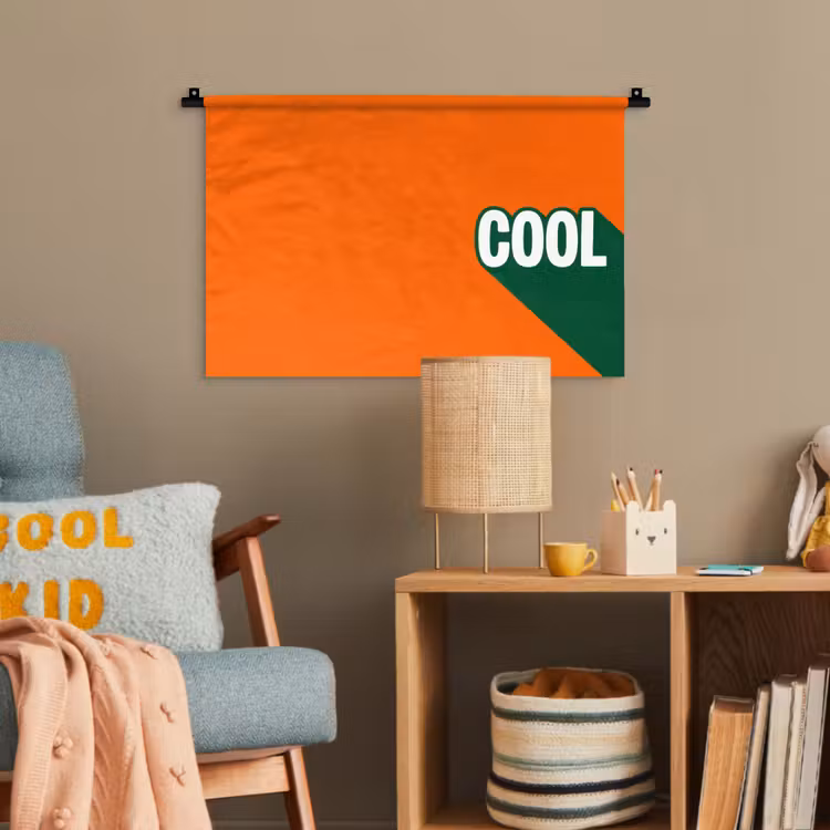 Cool - Oranje - Groen Wandkleed katoen klein -wsfeer4_kind