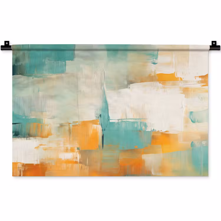Kunst - Abstract - Blauw - Wit Wandkleed katoen klein -zz3d