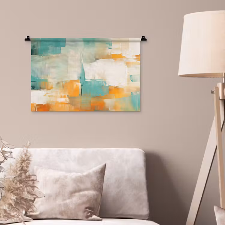 Kunst - Abstract - Blauw - Wit Wandkleed katoen klein -sfeer4