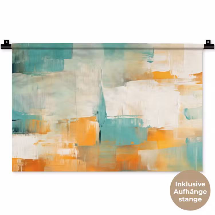 Kunst - Abstract - Blauw - Wit Wandkleed katoen klein -t3d_DE