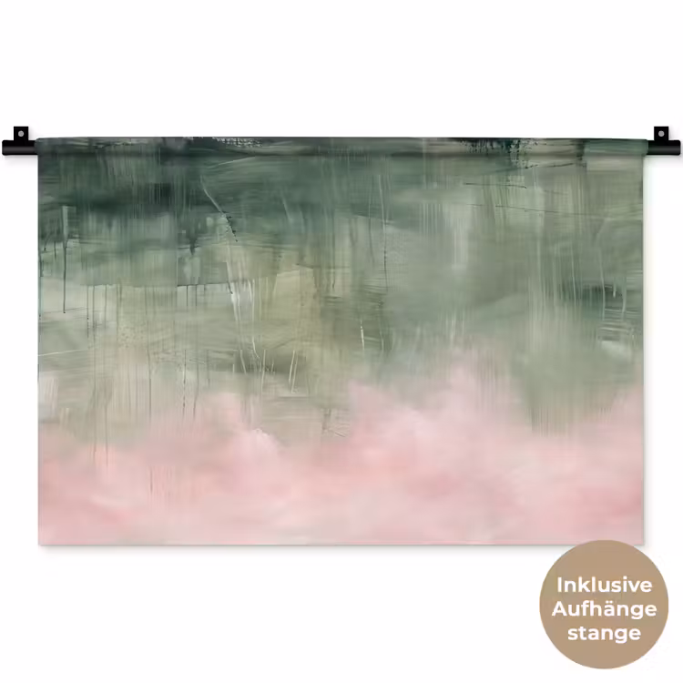 Kunst - Abstract - Modern - Groen - Roze Wandkleed katoen klein -t3d_DE
