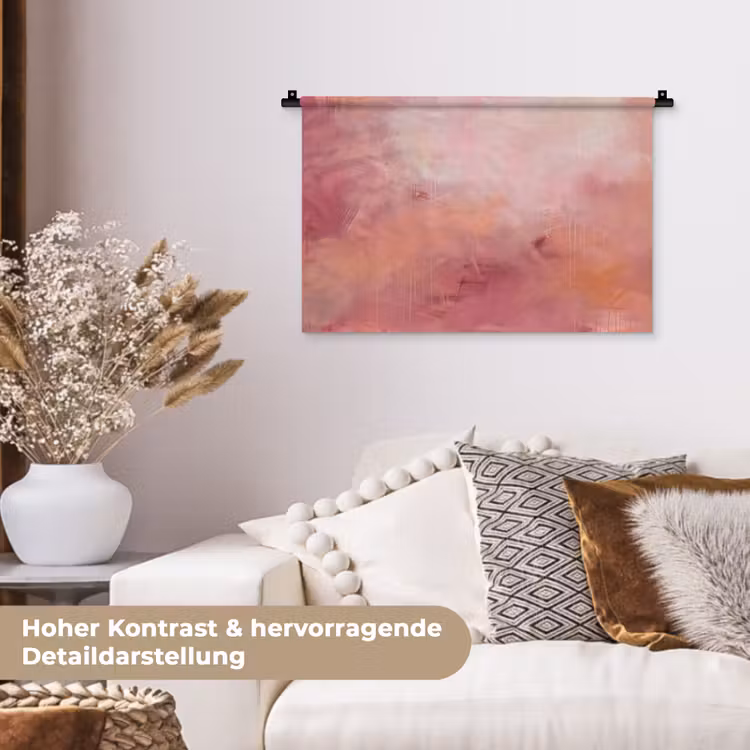 Kunst - Vloeiend - Pastel - Abstract Wandkleed katoen klein -tsfeer1_DE
