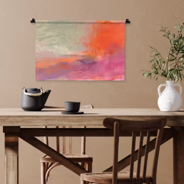 Kunst - Vloeiend - Overgangen - Oranje Wandkleed katoen klein -sfeer6