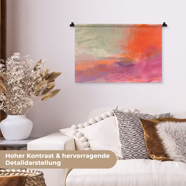 Kunst - Vloeiend - Overgangen - Oranje Wandkleed katoen klein -tsfeer1_DE