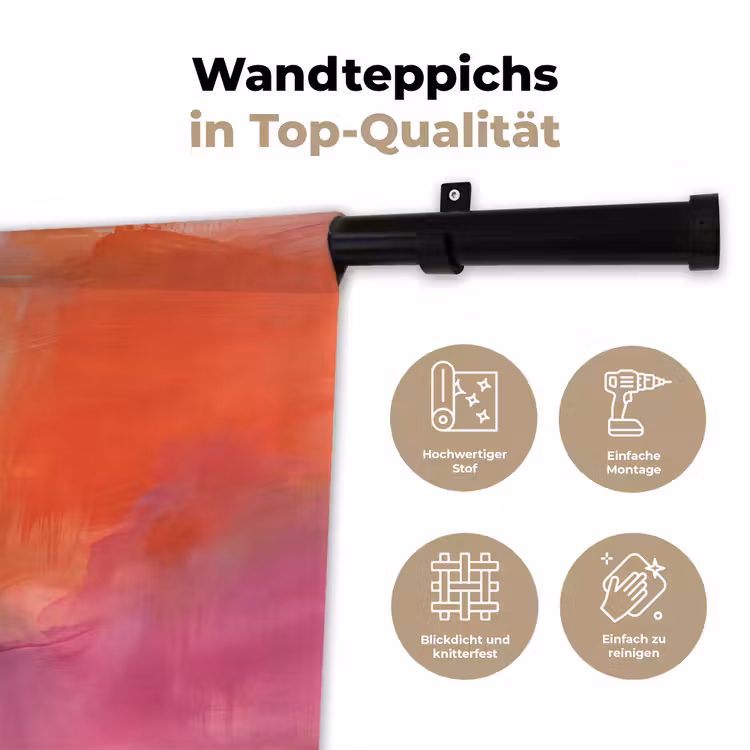 Kunst - Vloeiend - Overgangen - Oranje Wandkleed katoen klein -tsfeer2_DE