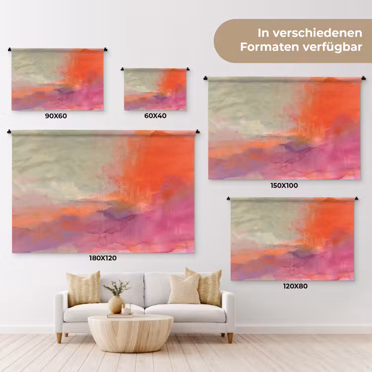 Kunst - Vloeiend - Overgangen - Oranje Wandkleed katoen klein -tsfeer8_DE