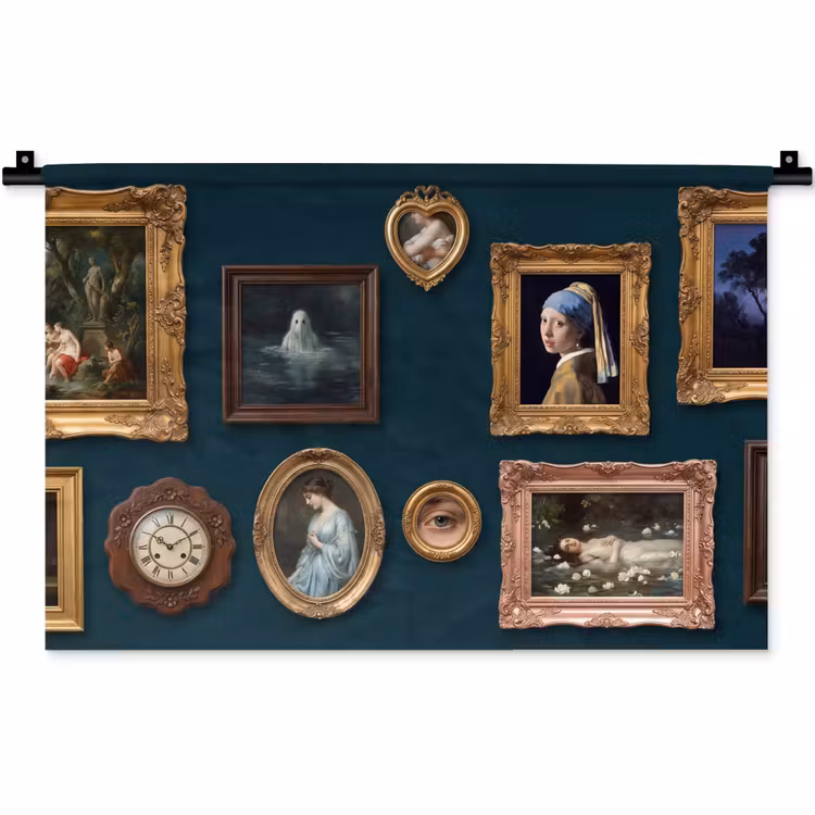 Kunst - Schilderijen - Decoratie - Klassiek - Groen Wandkleed katoen klein -zz3d