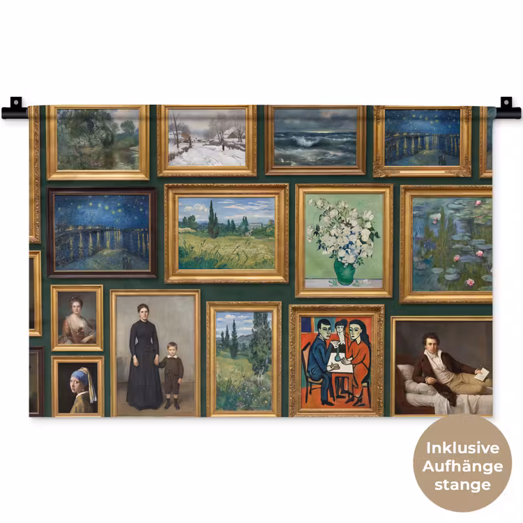 Kunst - Schilderijen - Collectie - Klassiek - Groen Wandkleed katoen klein -t3d_DE