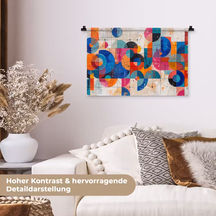Kunst - Geometrisch - Abstract - Kleurrijk Wandkleed katoen klein -tsfeer1_DE