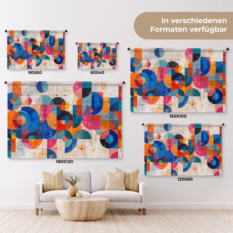 Kunst - Geometrisch - Abstract - Kleurrijk Wandkleed katoen klein -tsfeer8_DE