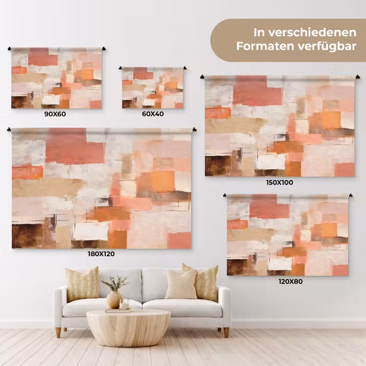 Kunst - Roze - Abstract Wandkleed katoen klein -tsfeer8_DE