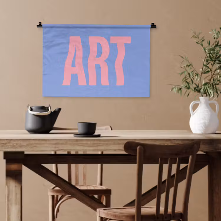 Art - Roze - Blauw Wandkleed katoen klein -sfeer6