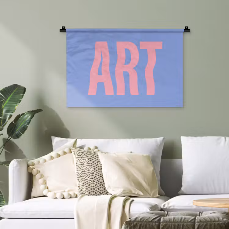Art - Roze - Blauw Wandkleed katoen klein -sfeer7