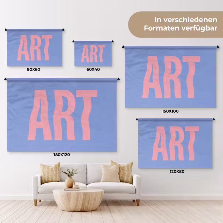 Art - Roze - Blauw Wandkleed katoen klein -tsfeer8_DE