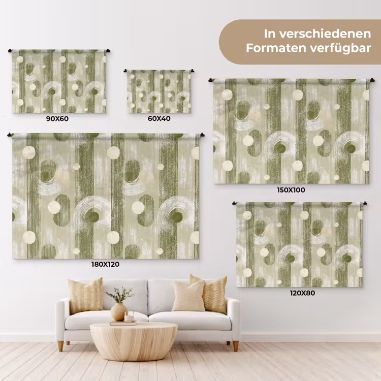 Artistiek - Modern - Groen Wandkleed katoen klein 269 -tsfeer8_DE