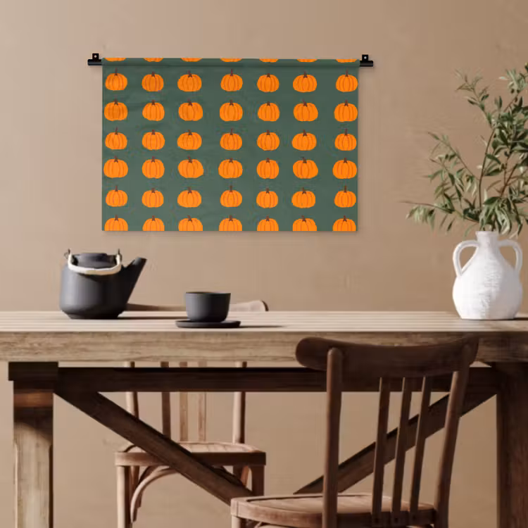 Pompoen - Patroon - Oranje Wandkleed katoen klein 269 -sfeer6