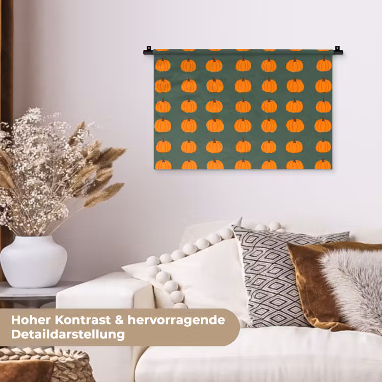 Pompoen - Patroon - Oranje Wandkleed katoen klein 269 -tsfeer1_DE