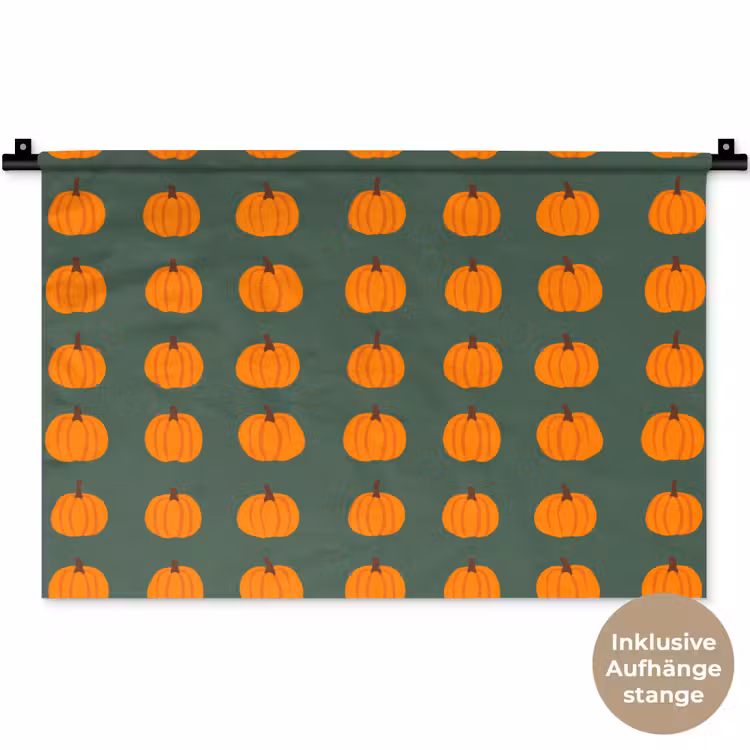 Pompoen - Patroon - Oranje Wandkleed katoen klein 269 -t3d_DE