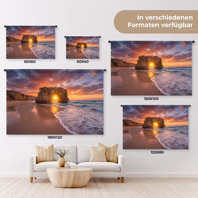 Kust - Rots - Zonsondergang - Zee - Natuur Wandkleed katoen klein -tsfeer8_DE