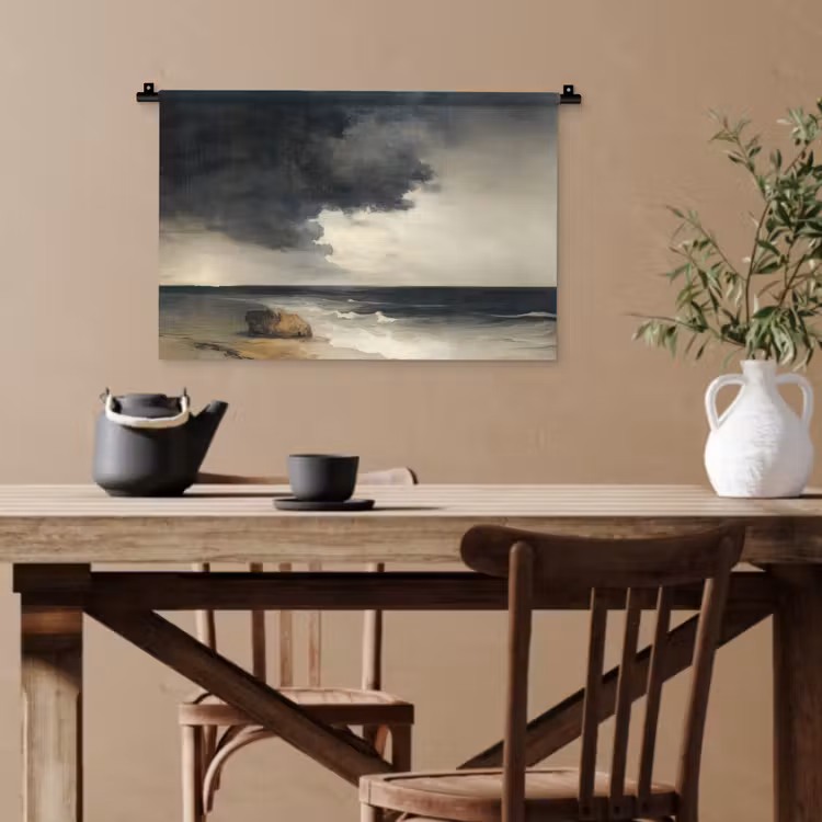 Kust - Golven - Rots - Storm Wandkleed katoen klein -sfeer6