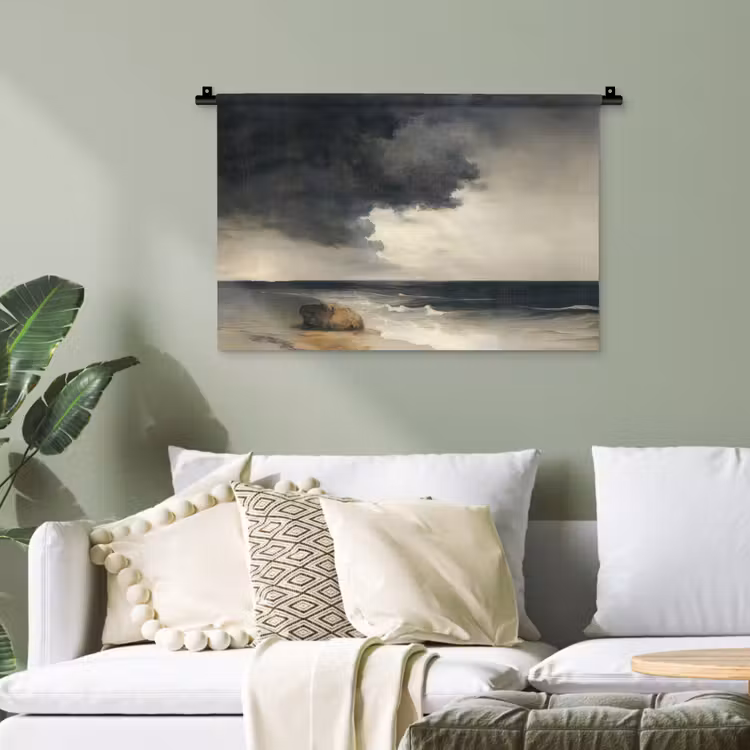 Kust - Golven - Rots - Storm Wandkleed katoen klein -sfeer7