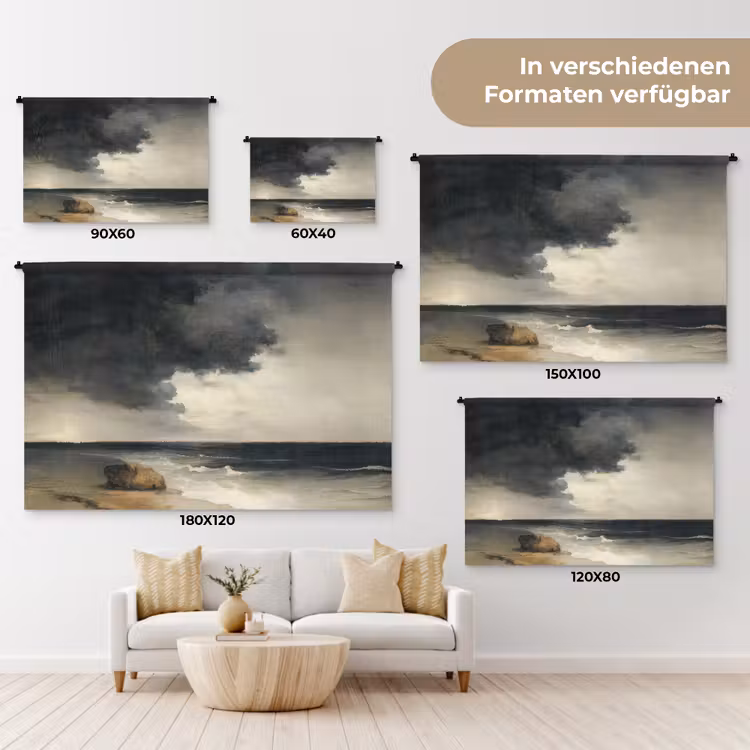 Kust - Golven - Rots - Storm Wandkleed katoen klein -tsfeer8_DE