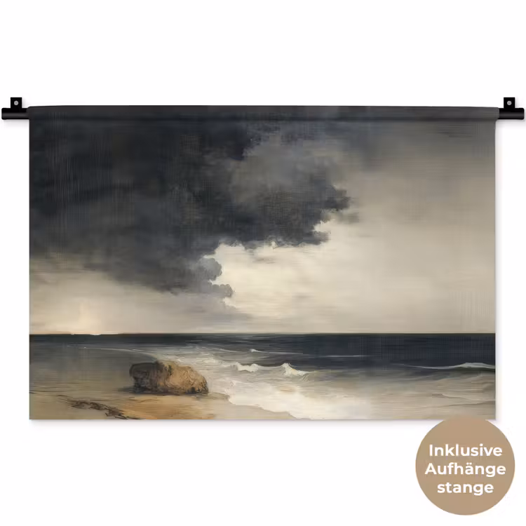Kust - Golven - Rots - Storm Wandkleed katoen klein -t3d_DE