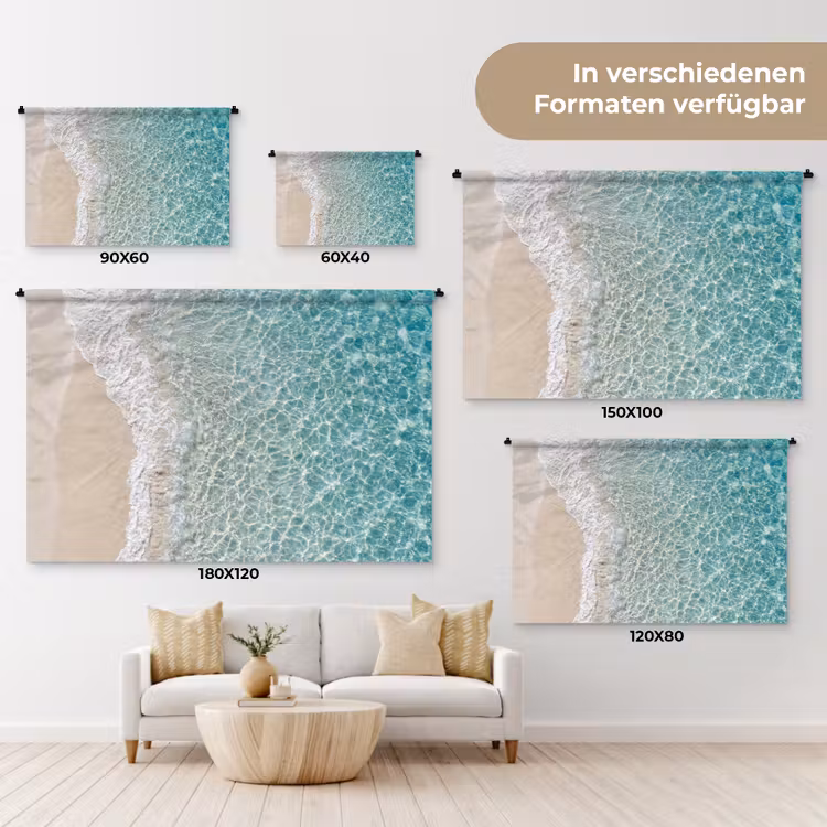 Kust - Zand - Blauw Wandkleed katoen klein -tsfeer8_DE