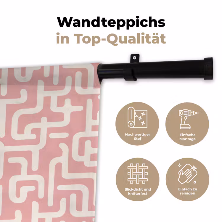 Doolhofpatroon - Roze - Wit - Abstract Wandkleed katoen klein 269 -tsfeer2_DE