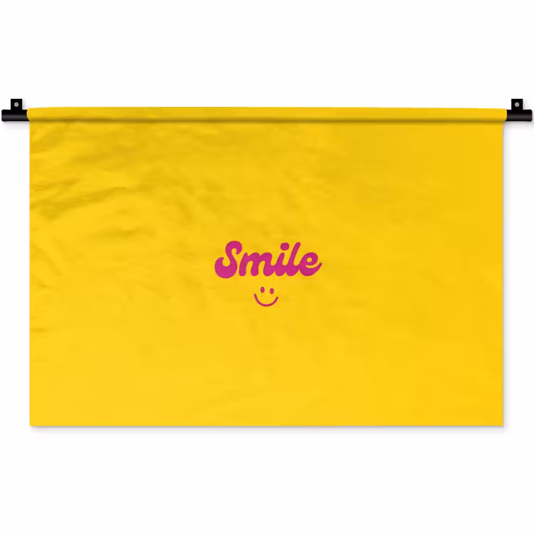 Smile - Geel - Roze Wandkleed katoen klein -zz3d