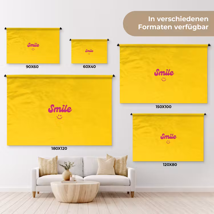 Smile - Geel - Roze Wandkleed katoen klein -tsfeer8_DE