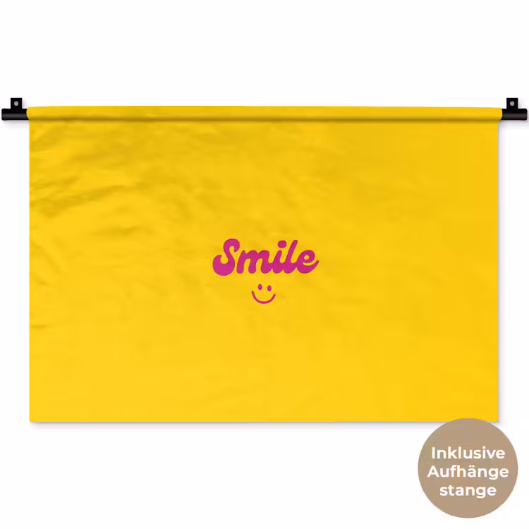 Smile - Geel - Roze Wandkleed katoen klein -t3d_DE