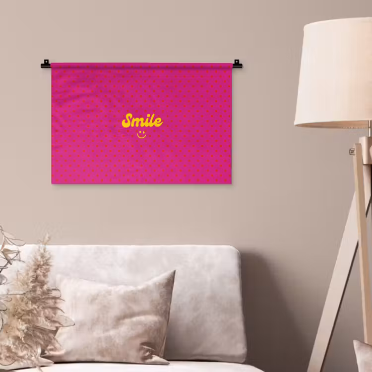 Smile - Stippen - Roze Wandkleed katoen klein -sfeer4