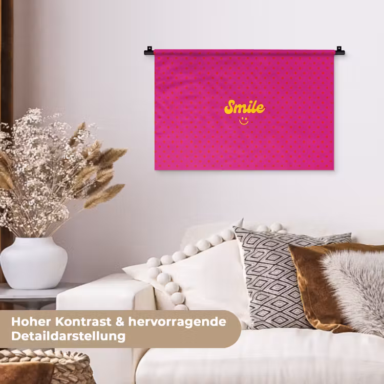 Smile - Stippen - Roze Wandkleed katoen klein -tsfeer1_DE