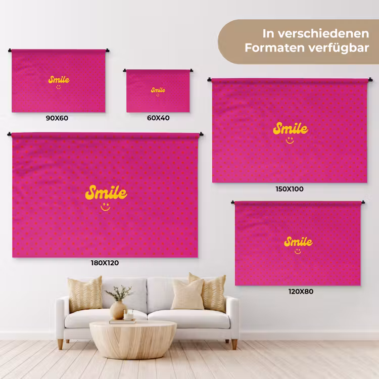 Smile - Stippen - Roze Wandkleed katoen klein -tsfeer8_DE