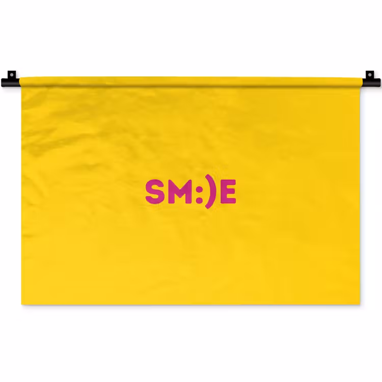 Smile - Roze - Geel Wandkleed katoen klein -zz3d