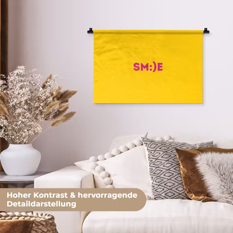Smile - Roze - Geel Wandkleed katoen klein -tsfeer1_DE