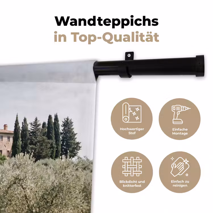 Wandteppich - Landhaus – Olivenbaum – Obstgarten - Landhuis - olijfboom - gaard Wandkleed katoen klein