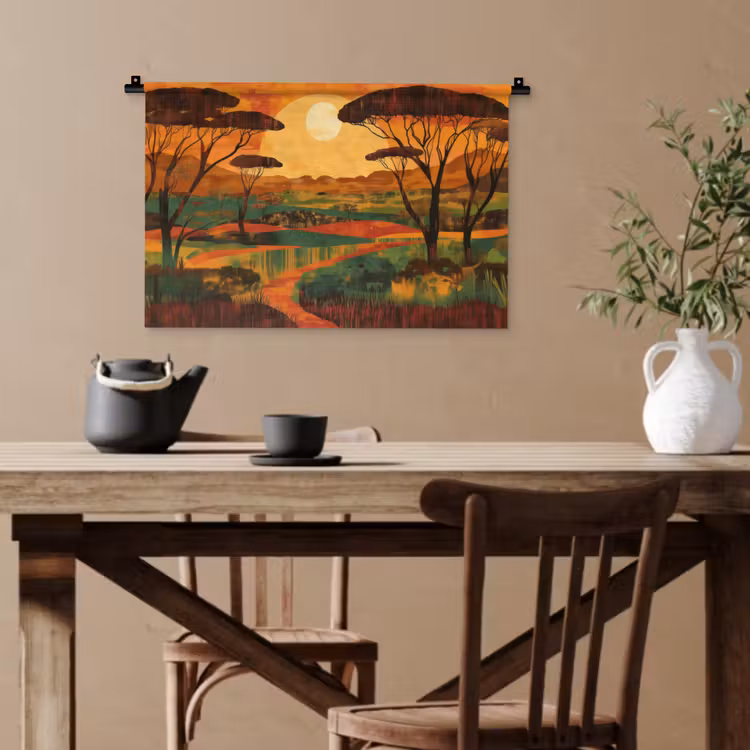 Landschap - Afrikaans - Zon Wandkleed katoen klein -sfeer6