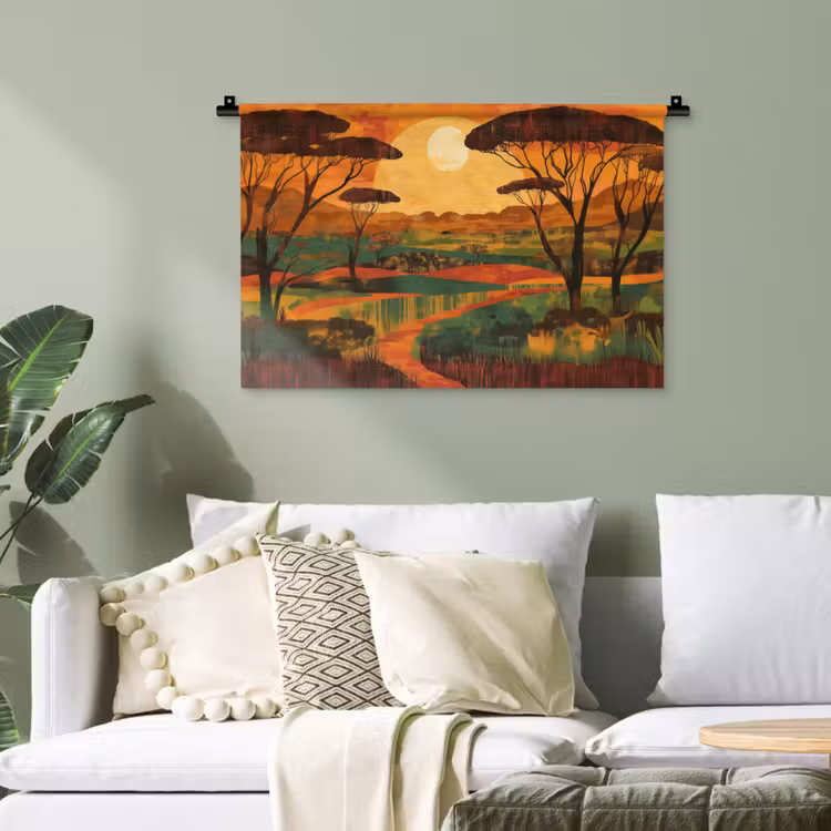 Landschap - Afrikaans - Zon Wandkleed katoen klein -sfeer7