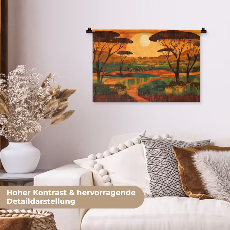 Landschap - Afrikaans - Zon Wandkleed katoen klein -tsfeer1_DE
