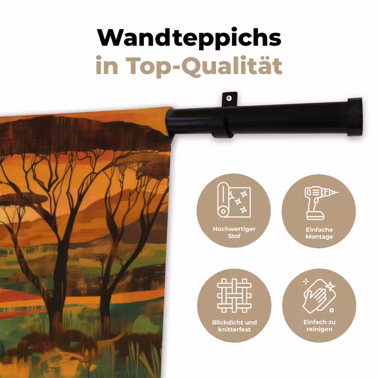 Landschap - Afrikaans - Zon Wandkleed katoen klein -tsfeer2_DE